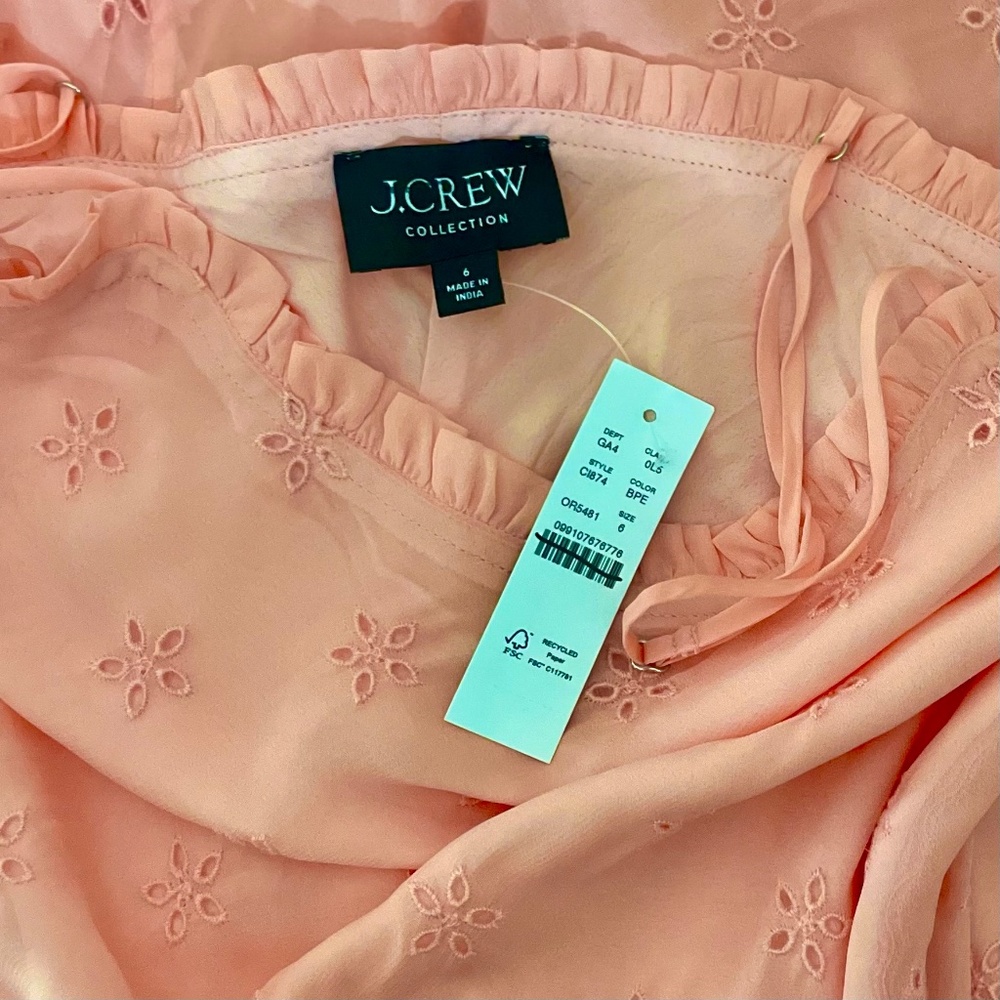 NWT!! J. CREW Collection Eyelet Maxi Slip Dress Blushed Peach Pink Fairy Size 6 - Picture 13 of 16